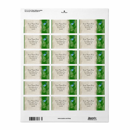 Art Deco Peacock Emerald Groen Overeenkomende Verz Etiket (Full Sheet)