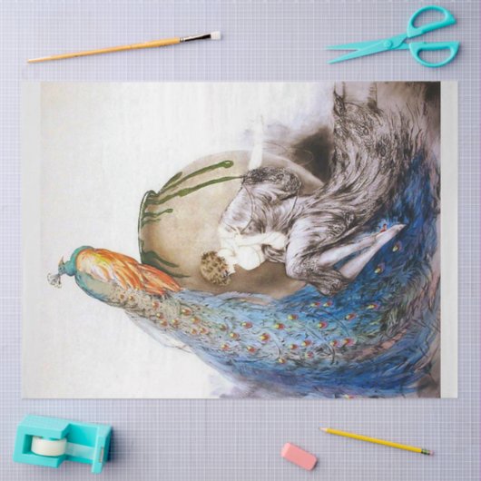 Art Deco Peacock- en Muse-ontkoppelpapier Tissuepapier (Craft)