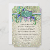 Art Deco Peacock Feather Glitter Movie Ticket Kaart (Voorkant)