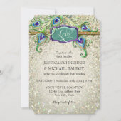 Art Deco Peacock Feather Glitter Movie Ticket Kaart (Voorkant)