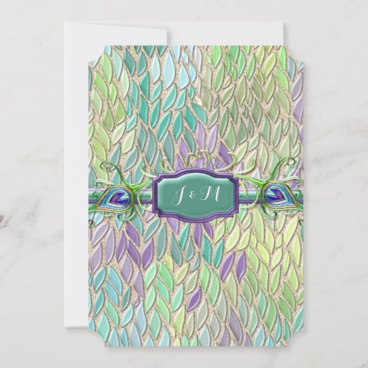 Art Deco Peacock Feather Glitter Vrijgezellenfeest Kaart (Achterkant)