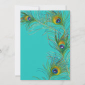 Art Deco Peacock Feather Modern Goud Blauwgroen Br Kaart (Achterkant)