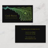 Art Deco Peacock Feather Visitekaartje Set 1104a (Voorkant / Achterkant)