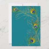Art Deco Peacock Feathers Gold Glitter Typografie Kaart (Achterkant)
