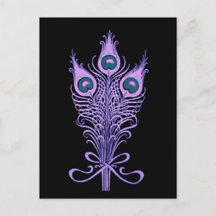 Art Deco Peacock Feathers Trouwthema Briefkaart