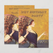Art Deco Peacock Flapper 21st Birthday Party Kaart (Voorkant / Achterkant)