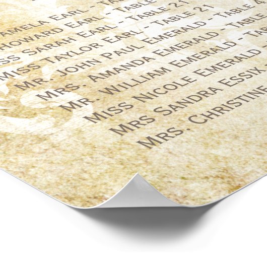 ART DECO Peacock Foto Wedding Seding Chart Poster (Hoek)