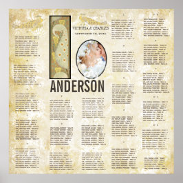 ART DECO Peacock Foto Wedding Seding Chart Poster