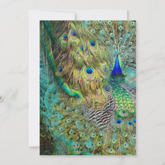 Art Deco Peacock Glam Old Hollywood Birthday Party Kaart (Achterkant)