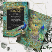 Art Deco Peacock Glam Old Hollywood Birthday Party Kaart