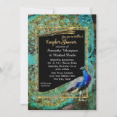 Art Deco Peacock Glam Old Hollywood Couples Shower Kaart (Voorkant)
