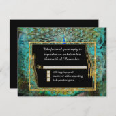 Art Deco Peacock Glam Old Hollywood Regency RSVP Kaartje (Voorkant / Achterkant)