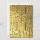 Art Deco Peacock Gold & Black Wedding Invitation Kaart (Achterkant)