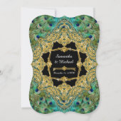 Art Deco Peacock Gold Glitter Old Hollywood Gatsby Kaart (Achterkant)