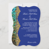 Art Deco Peacock Gold Glitter Old Hollywood Gatsby Kaart (Voorkant)