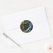 Art Deco Peacock Gold Glitter Old Hollywood Gatsby Ronde Sticker (Envelop)
