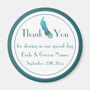 Art Deco Peacock Hartelijk dank voor het huwelijk  Magneet