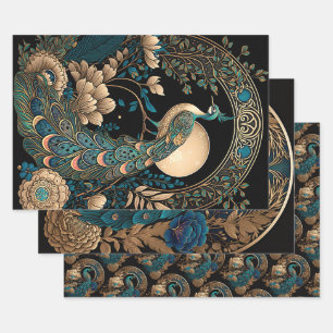Art Deco Peacock Inpakpapier Vel