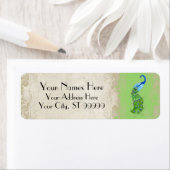 Art Deco Peacock Lime Groene Overeenkomende Verzen Etiket (Insitu)