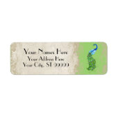 Art Deco Peacock Lime Groene Overeenkomende Verzen Etiket (Voorkant)