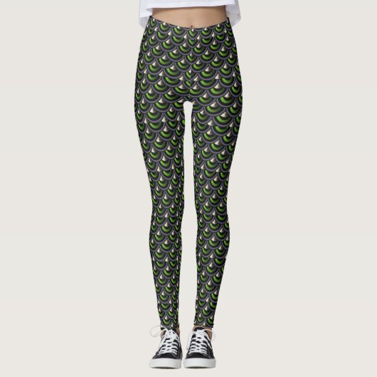 Art Deco Peacock Mermaid Skin Japanse Golf Leggings (Voorkant)