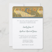 Art Deco Peacock Parade Bird Wedding Uitnodiging (Voorkant)