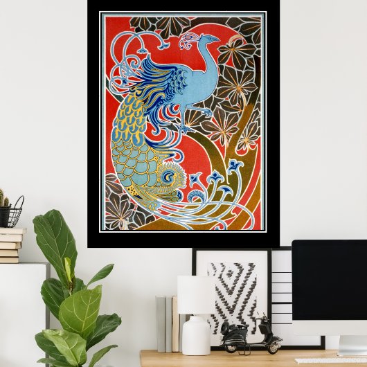 Art Deco Peacock Poster (Thuiskantoor)