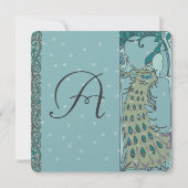 Art Deco Peacock Save the Date Invitations (Achterkant)