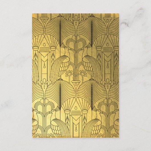 Art Deco Peacock Speak Easy Party Gold & Black Informatiekaartje (Achterkant)