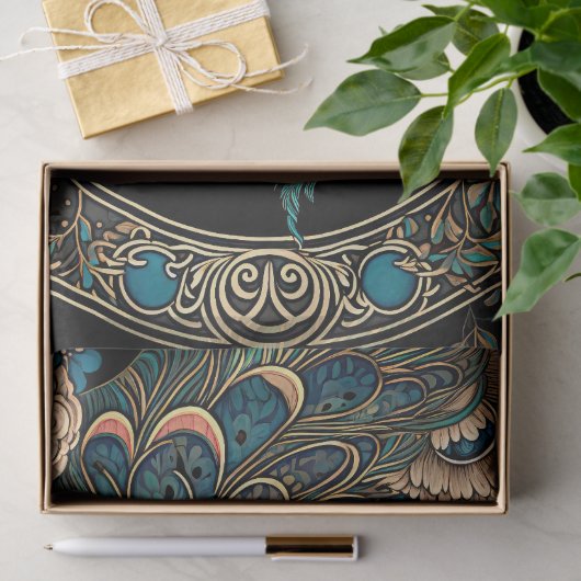Art Deco Peacock Tissuepapier (Geschenk)