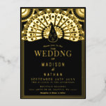 Art Deco Peacock Wedding Folie Uitnodiging<br><div class="desc">Viel je speciale dag met deze Art Deco Peacock Wedding Invite. Het ontwerp is uitgerust met REAL GOLD FOIL. U kunt dit verder aanpassen door op de "PERSONALIZE"knoop te klikken. Voor meer vragen kunt u contact met ons opnemen op ThePaperieGarden@gmail.com</div>