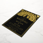 Art Deco Peacock Wedding Folie Uitnodiging (Gedraaid)
