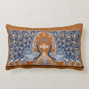 Art Deco Peacocks met Monogram Kussen