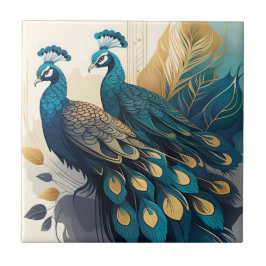 Art Deco Peacocks Tegeltje