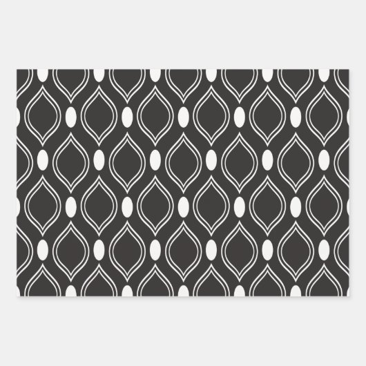 Art Deco Pearls Anthracite en White Pattern Inpakpapier Vel (Voorkant 3)