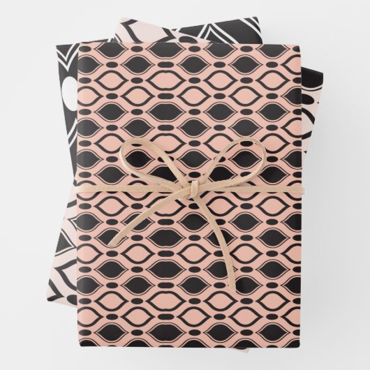 Art Deco Pearls Anthracite en White Pattern Inpakpapier Vel (In situ)