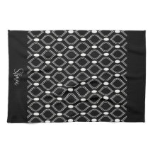 Art Deco Pearls Black en White Monogrammed