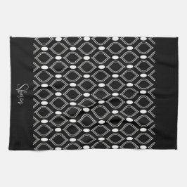 Art Deco Pearls Black en White Monogrammed Theedoek