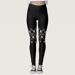 Art Deco Pearls Black en White Pattern Leggings
