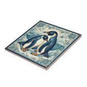 Art Deco Penguin Ice Bird Couple Snow Ocean Floral Tegeltje (Zijkant)