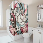 Art Deco Peonies Douchegordijn (In situ)