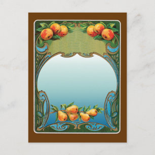 Art Deco Peren en perziken  Briefkaart