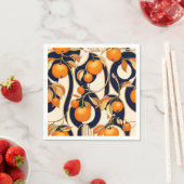 Art Deco Persimmon fruitpatroon Servet (Insitu)