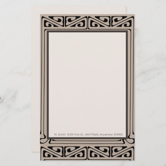 Art Deco Personalized Black, Brown, Cream (Voorkant / Achterkant)