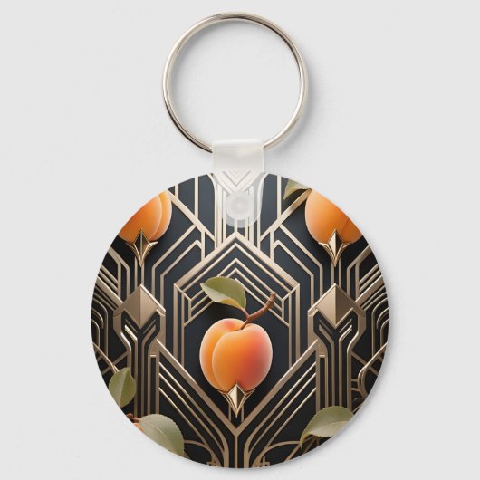 Art Deco Perzik Patroon Sleutelhanger (Voorkant)