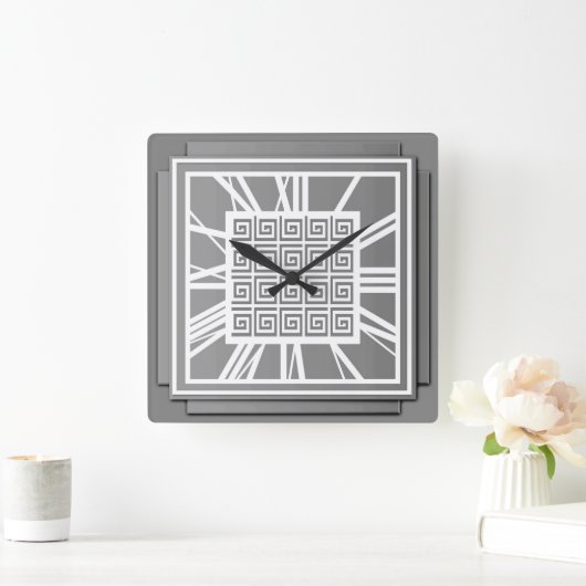 Art Deco, pewter grijs Vierkante Klok (Huis)