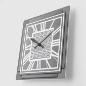 Art Deco, pewter grijs Vierkante Klok (Hoek)