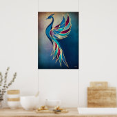 Art Deco Phoenix Abstract Geometrische Vogel Wand  Poster (Keuken)