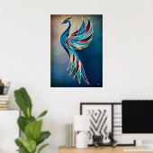Art Deco Phoenix Abstract Geometrische Vogel Wand  Poster (Thuiskantoor)