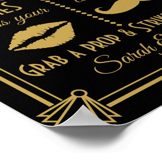 Art Deco PHOTO BOOTH trouwbord zwart en goud Poster (Hoek)